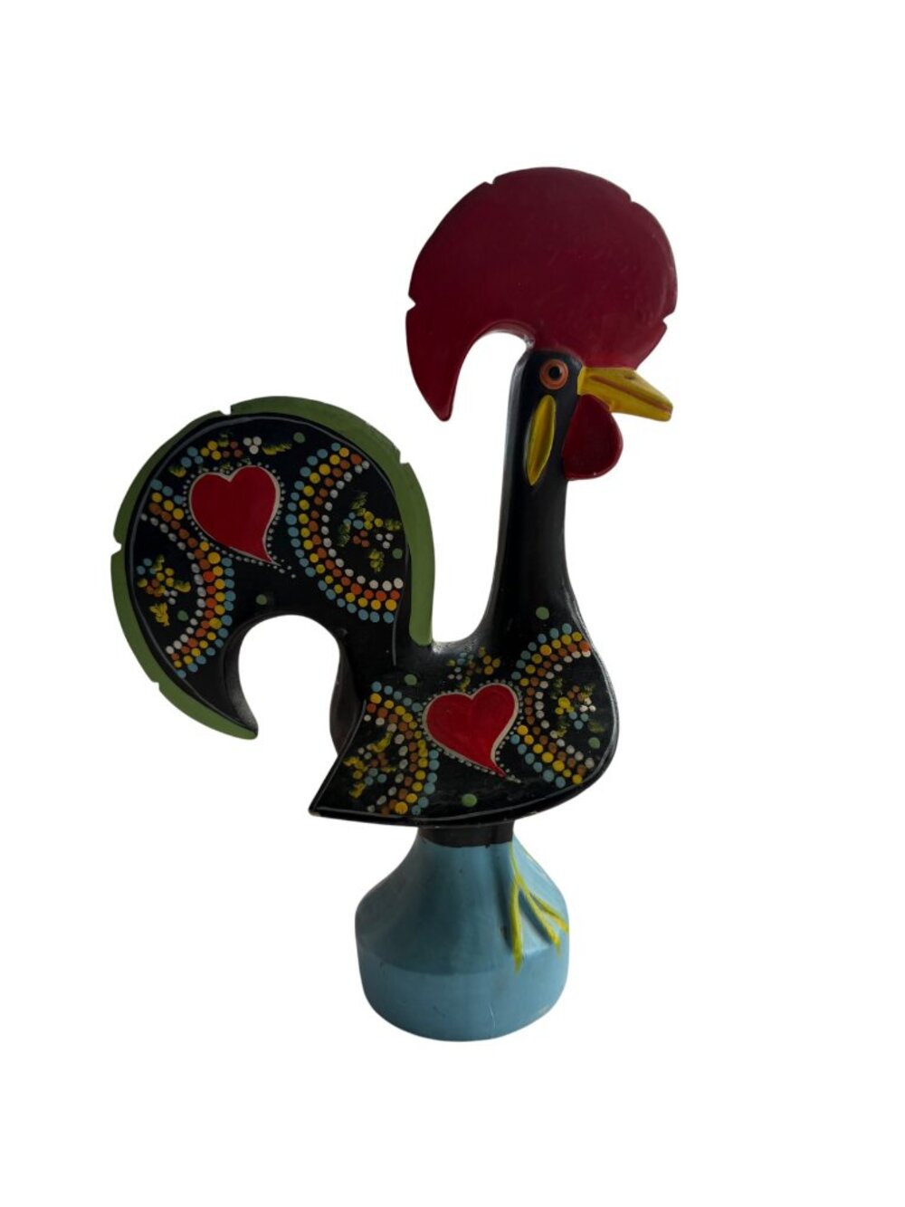 Vibrant Artist Signed Hand-Painted Portuguese Barcelos Rooster Folk Art Figurine